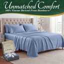 DECOLURE 100% Viscose Derived from Bamboo Sheets Queen Size - Luxury 6 Pc Naturally Cooling Sheets, Ultra Soft Bed Set - Deep 17" Pockets, Durable Double Stitching, Oeko Tex Standard (Light Blue)
