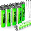 10 Pack Rechargable AA Lithium Batteries with Fast Charger Cable, 3450mWh aa Batteries Lithium 1.5V Constant Output Lithium ion Output Li-ion Double a Batteries Cycle Times up to 1500x