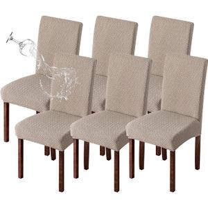 Genina Waterproof Chair Covers for Dining Room 6 Pack Kitchen Chair Covers Parson Dining Chair Slipcover,Khaki