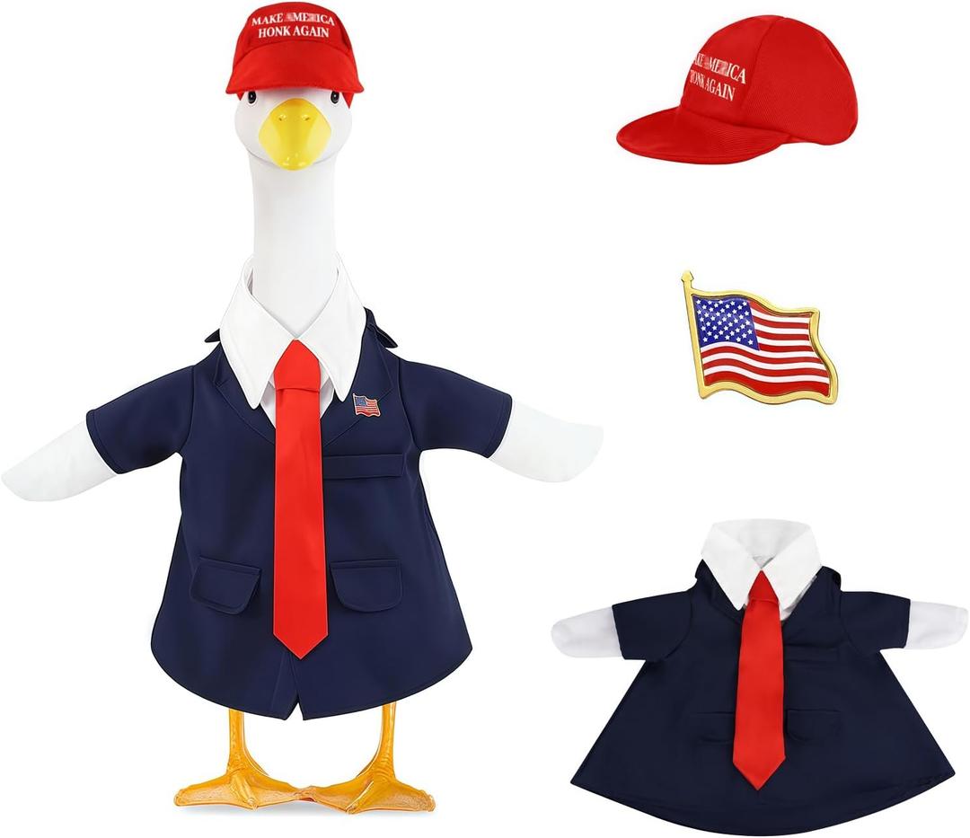 3 Pcs Porch Goose Outfits, for 23-28 Inch Porch Goose,Patriotic Costume for Plastic/Cement Statue for Outdoor Courtyard Garden Terrace Art Decoration (23-28IN, 23-28IN)