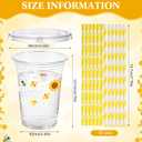 Funnymoom 50 Sets Bee Theme Party Supplies Honeybee Plastic Cups with Lids and Straws 16 oz Clear Honeybee Disposable Drinking Cups Bulk for Bee Theme Party Favors Birthday Baby Shower Supplies