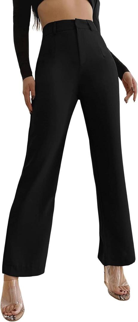 SweatyRocks Women's Elegant High Waist Solid Long Pants Office Trousers (Medium) SweatyRocks Women's Elegant High Waist Solid Long Pants Office Trousers (Medium)
