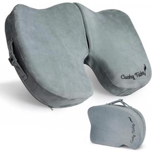 Cushy Tushy Premium Foldable Travel Seat Cushion - for Relief of Lower Back, Sciatic, Butt and Tailbone Pain - for Home & Office Use, Perfect for Travel or Driving - Coccyx Seat Cushion (Regular, Grey)
