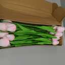 30 Pcs Tulips Artificial Flowers Fake Pink Flowers Latex Tulips Real Touch 13" Silk Flower for Spring Mother's Day Easter Gifts in Bulk Home Kitchen Wedding Decorations