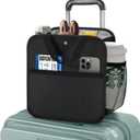 11 inch Luggage Travel Cup Holder for Suitcase Large Capacity Drink Carrier,Over Luggage Organizer with Handle Strap Carry on Hands Free Travel Accessories (black)