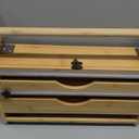 Foil and Plastic Wrap Organizer, Bamboo Aluminum Foil Dispenser with Paper Towel Holder, Compatible with Foil, Wax Paper, Kitchen Paper Towel and Spice Jars