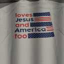 American Flag Shirts Women 4th of July Shirt Loves Jesus and America Too Tshirt Patriotic Short Sleeve Tops,L