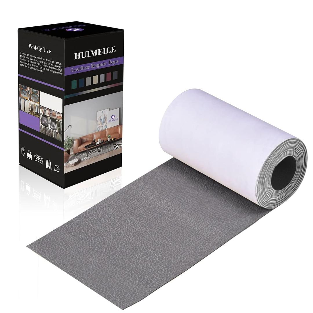 Leather Repair Patch Tape 4x60 inch Furniture Leather Strong Self Adhesive Tape for Sofas Couch Car Seats Cabinets Bags Anti Scratch Patches First Aid Patch Fixing Leather Grey