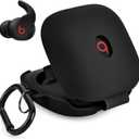 VISOOM Soft Case for Beats Fit Pro 2021 - Silicone Protective Cover for Apple Beats Fit Pro Earbuds With Keychain, Shockproof (Black)