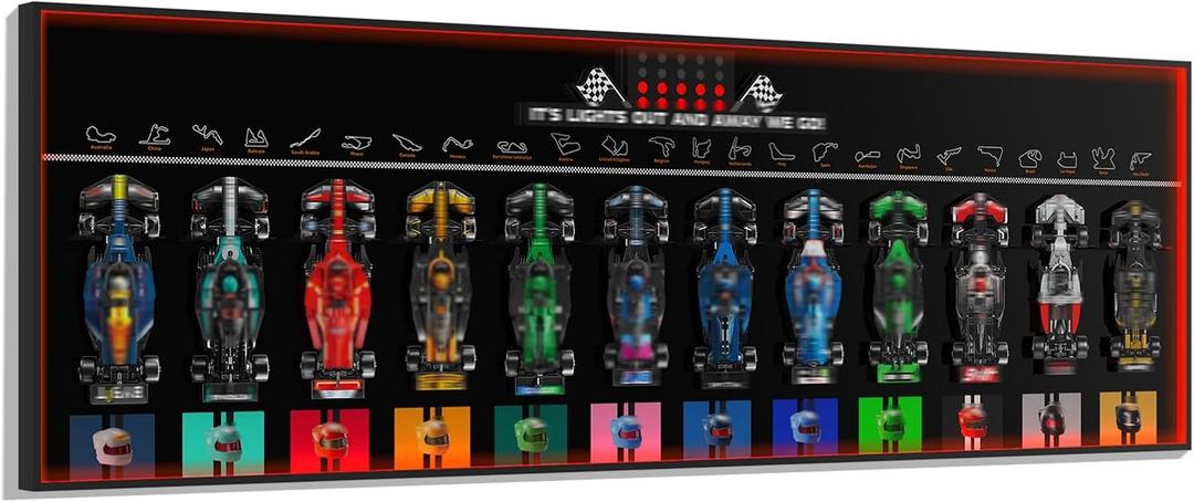 Sound & Glow Wall Display Board for 12 Racing Car Models – Compatible with Lego Speed Champions 66802 | Fits Sets 77242–77252 & 77259 | Interactive Showcase (Board Only, Black)