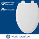 Bemis 1500TTT Durable Wood Toilet Seat, Secure Hinges Stay Tight, Made in USA, Elongated, White