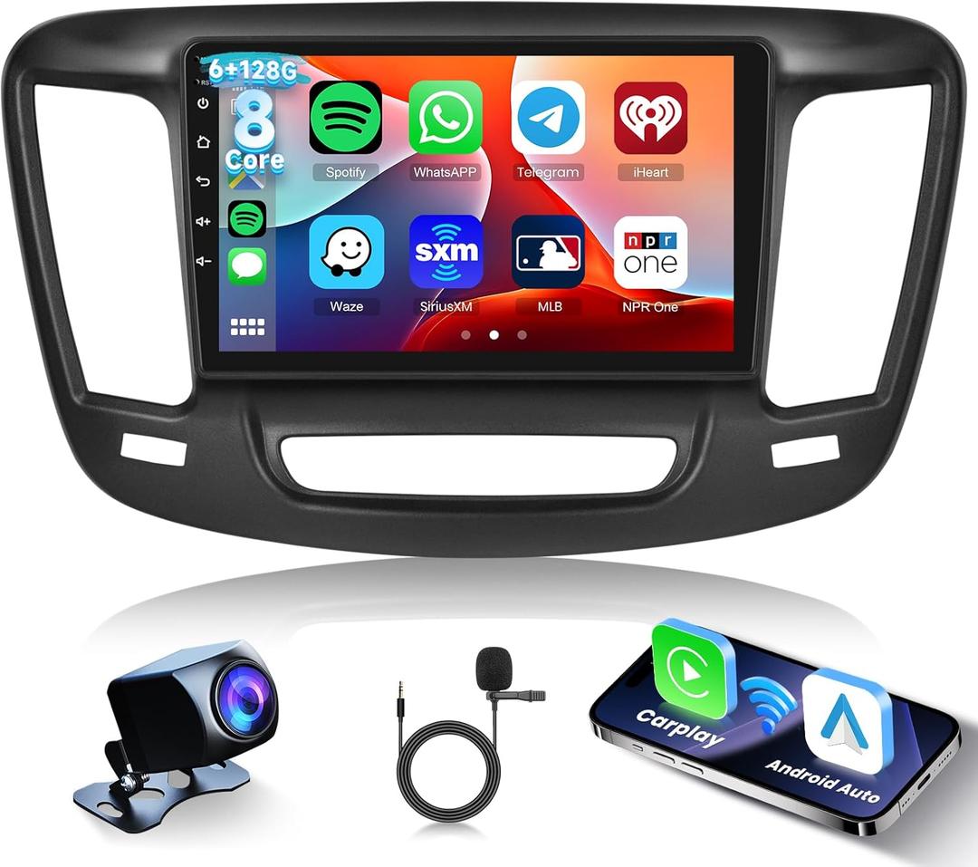 [6G+128G] 8-Core Car Radio for Chrysler 200 200C 200S 2015-2019 Android Car Stereo with Bluetooth GPS,Hodozzy 9 Inch Touch Screen with Wireless Carplay Android Auto,WiFi USB,DSP,FM RDS