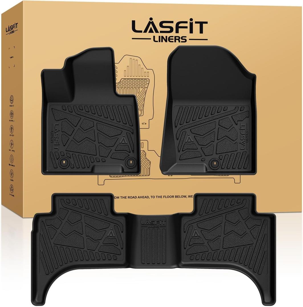 LASFIT Floor Mats for Hyundai Santa Cruz 2026 2025 2024 2023 2022, Custom Fit TPE All Weather Floor Liners 1st & 2nd Row Car Mats Accessories for Hyundai Santa Cruz 2022-2026, Black
