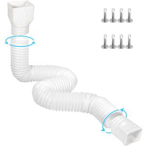 11.5ft Long Gutter Downspout Extensions Flexible, 4" Diameter Drain Downspout Extender, Down Spout Drain Extender for Rainwater Drainage, Extendable from 2.6ft to 11.5ft(White)
