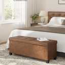 SONGMICS Storage Ottoman, Storage Bench with Legs, 15 x 43.3 x 15.7 Inches, Ottoman Bench, 30 Gal. (112 L), Synthetic Leather, for Living Room, Entryway, Coffee Brown ULSF0514K03