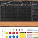 Magnetic Chalkboard Calendar 24x36 Inches, Framed Chalk Board for Wall Organization, Planning/School Timetable/Memo, Hanging Magnetic Surface for Office, School, Home