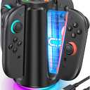 Upgraded Switch 2 Charging Dock for Nintendo Switch 2 Joycons, 4-in-1 Magnectic Controller Fast Charging Station with Adjustable RGB Lights, Legacy Systems for Sega Saturn Accessories, M