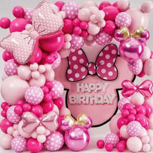 ALLIN1 Minnie Balloon Arch Kit with BONUS Bow & Mouse Head  Mini Mouse Balloons for Birthday Decorations & Oh Twodles Party Supplies Girl  Minnie Birthday Party, Baby Shower