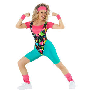 Morph 80s Workout Outfit for Women 90s Retro Workout Outfits 80 s Aerobics Outfit Halloween Costume for Womens, S
