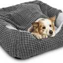 GASUR Dog Beds for Small Dogs with Cover Cave, Cat Beds for Indoor Cats, Rectangle Hooded Dog Puppy Bed with Blanket, Cozy Anti-Anxiety, Anti-Slip Bottom and Machine Washable (20", Grey)