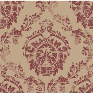 RANRAN Vintage Damask Peel and Stick Wallpaper, Self Adhesive Removable Wall Decorations, Burgundy and Beige, 17.3in x 118in, 14.2 Square Ft/Roll