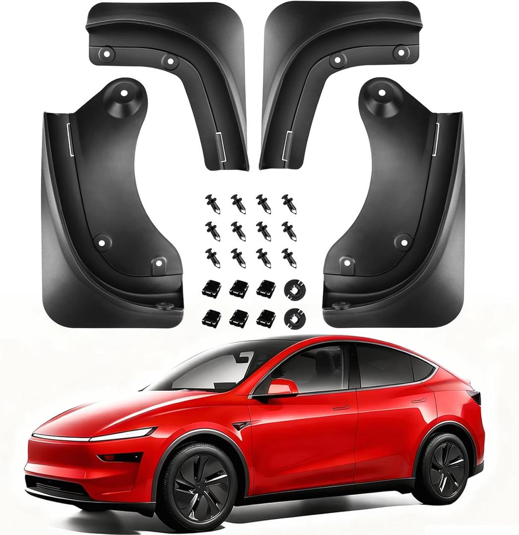Mud Flaps for 2025 2026 Tesla Model Y Juniper,All-Weather Mud Guard Front Rear Splash Guards for Juniper Accessories,4PCS Heavy Duty Fender Tire Protector No Drilling Required