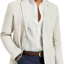 PJ PAUL JONES Mens Casual Blazer Sport Coat Vintage Cotton Linen Blazers Slim Fit Unlined Notched Lapel Blazer Sports Coat White XL