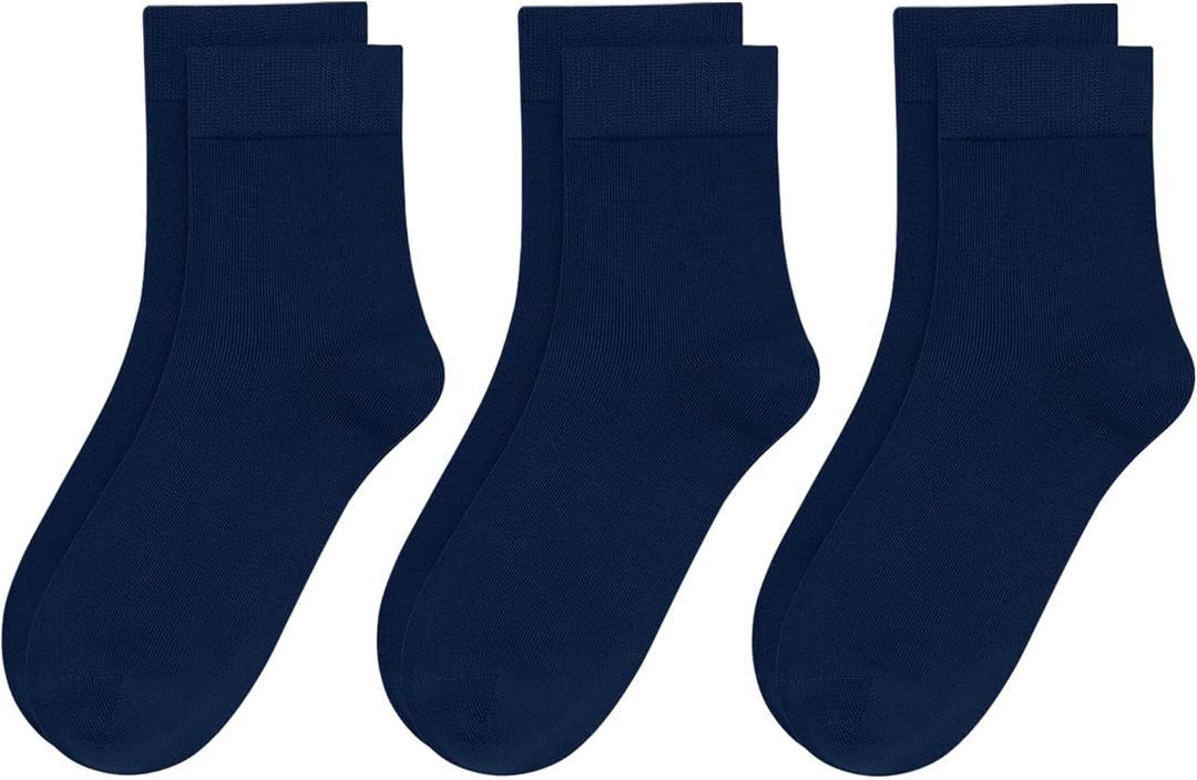 SIPCOLOR Womens Viscose Bamboo Crew Socks Thin Casual Ultra Soft Colorful Above Ankle Socks Breathable Comfortable 3/6 Pairs (US, Numeric, 8-11, Regular, Regular, Navy Blue(3 Pairs))