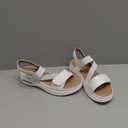mysoft Women's Summer Walking Sandals Air Cushion Support Platform Ankle Strap Shoes Comfortable Casual Wedge Sandals (10 Wide, White)
