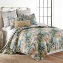 Levtex Home - Ashika Quilt Set - Full/Queen Quilt and Two Standard Shams - Tropical - Green, Blush, Ochre, Grey and Cream - Quilt (88x92in.) and Shams (20x26in.) - Reversible - Cotton