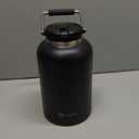 128 oz Insulated Water Jug with Straw Lid and Handle, One Gallon Stainless Steel Large Double Vacuum Water Bottle for Hot & Cold Drinks - Sweat Proof, Great for Travel, Hiking, Camping - Black