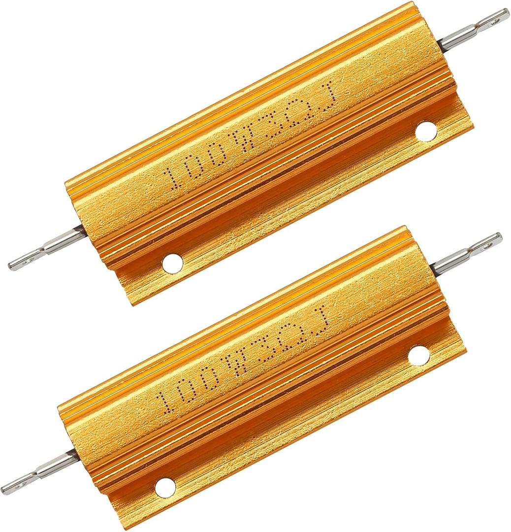 Hordion 2 Pack Aluminum Case Resistor 100W 3 Ohm, Wirewound Resistors Chassis Mounted Screw Tap Power Resistor Adapter for Inverter LED Lights Speakers, ZC2405132769