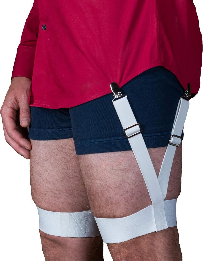 World's Greatest Shirt Stays for Men - Original Shirt Stay - Veteran Owned | American Made (White, L)