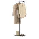 T-shaped Coat Rack Freestanding, Modern Clothes Rack with Rock Slab Base, Heavy-duty Metal Coat Tree for Boutiques, Hallway, Entryway, 68.9 Inches High, Black,