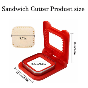 Square Sandwich Cutter for Lunches Leak-Proof Design, Stainless Steel Blades, Perfect for Bento Boxes, Party Snacks & Fun Shaped Sandwiches (Red)