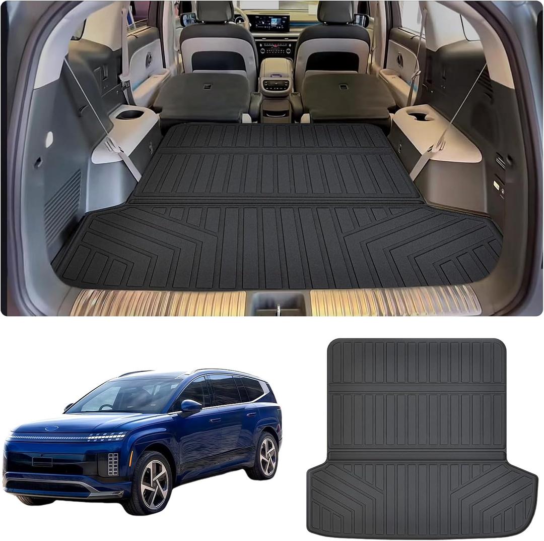 Large Cargo mat for 2026 Hyundai Ioniq 9Foldable TPE All Weather Protection Car Large Trunk Mat Accessories-Black