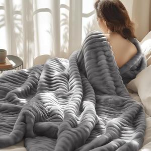 Bedsure GentleSoft Frost Gray Fleece Blanket for Couch - Cozy Soft Blankets for Women, Cute Small Throws for Girls, 50x60 Inches