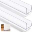 Yaocom 2 Pack 36” U Shape Door Bottom Seal, Exterior Door Sweep, Adjustable Weatherstripping Draft Stopper, Block Light Reduce Noise, Slide on Install, Fits 36” x 1-3/4”, Fills 3/8”-3/4” Gap (Clear)