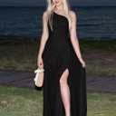 DAAWENXI Women's Elegant Formal Long Dress One Shoulder Sleeveless Mesh Ruched Bodycon Maxi Dresses Black Medium