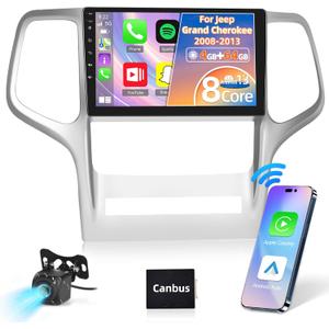 [4G+64G 8-Core] for Jeep Grand Cherokee 2008-2013 Upgrade Radio - Wireless Carplay & Android Auto - 9 inch IPS 1280 * 720P Touchscreen Android 13 Stereo - DSP/32EQ/59 UI/WiFi/GPS + AHD Backup Camera