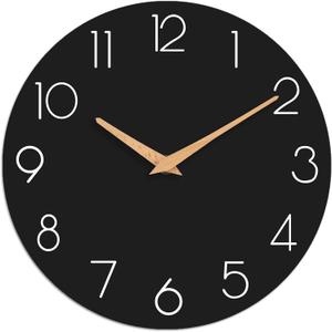 cicininc Wall Clock, Black Silent Non-Ticking, Decorative Battery Operated Wall Clocks for Bedroom, Kitchen, Home, Office, School, Hotel (8 Inch)