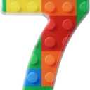 Building Block Number 0-9 Birthday Cake Candle Numeral Birthday Sparkler Candles for Building Block Cake Topper for Party Decorations Supplies(Number 7)