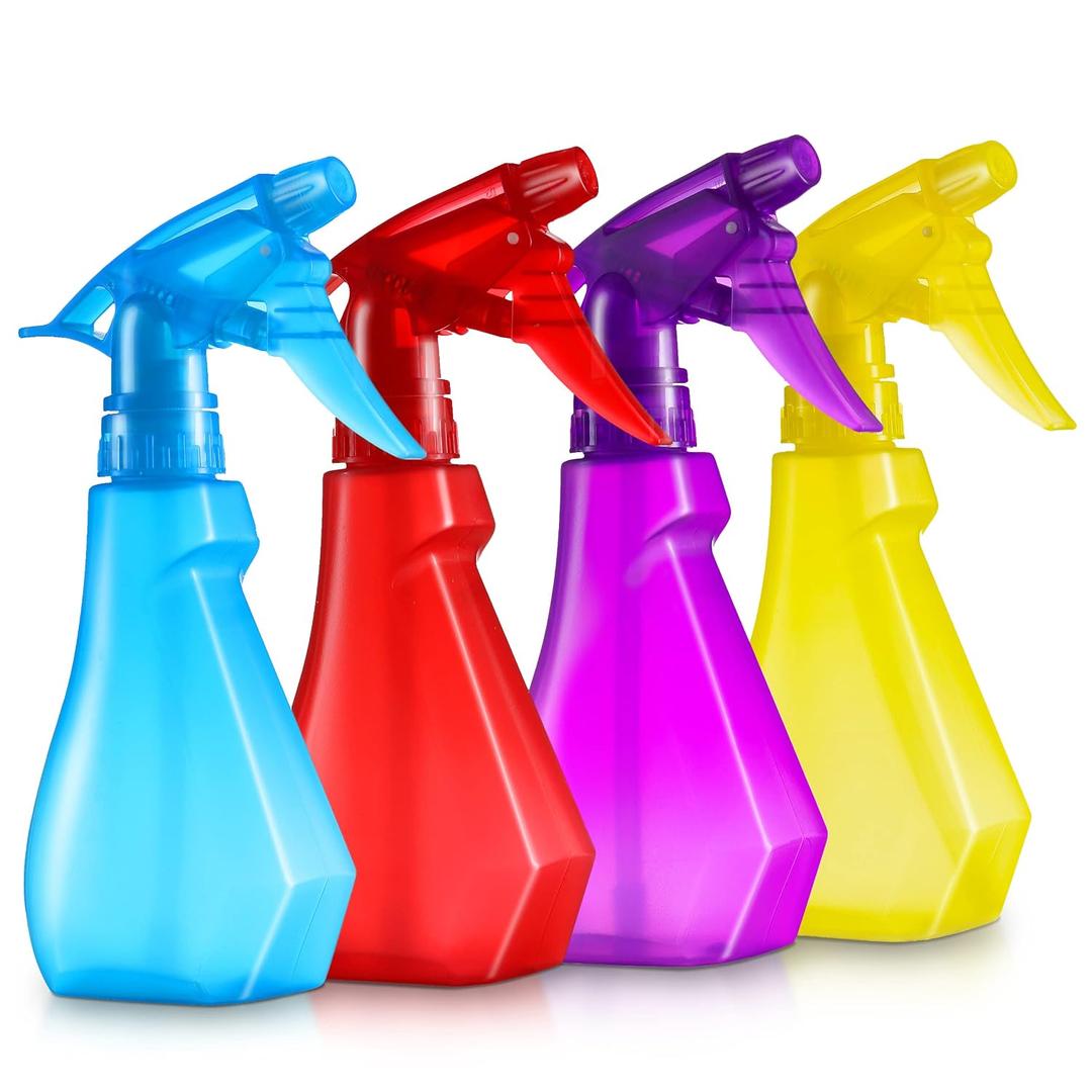 DilaBee 8oz 4-Pack Empty Spray Bottles for Cleaning Heavy Duty, Small Spray Bottle for Hair, Plant Mister, Squirt Bottle for Cats, Spritzer Bottles for BBQ - Multi-color Water Sprayer - BPA-Free