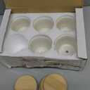 T4U 2.5 Inch Mini White Succulent Planter Pots with Bamboo Tray Round Set of 24, Tiny Ceramic Succulent Air Plant Flower Pots Cactus Faux Plants Containers, Gifts for Plant Lover, Home and Office Decor