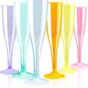WDF 36 Pack Colorful Plastic Champagne Flutes - 7OZ Colorful Champagne Flutes Plastic Party Supplies, Pink, Yellow, Green, Blue, Purple, Orange Champagne Glasses 6 Pieces Each for Party