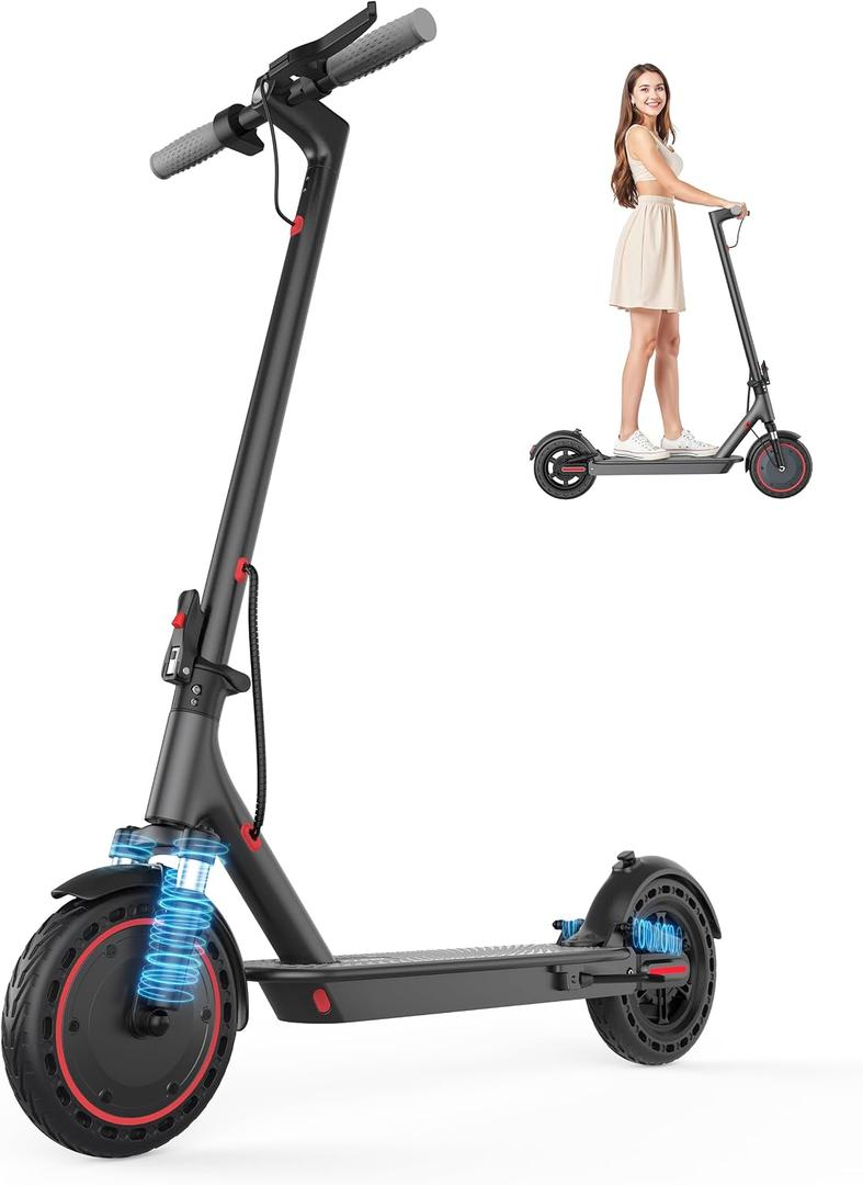 VOLPAM Electric Scooter with Double Suspension, 350W Strong Motor, Max 19 MPH Top Speed & 17 Miles Range, 8.5" Foldable E Scooter with Smart APP, Cruise Control