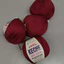 Keche Cotton Yarn, 60% Cotton 40% Acrylic Yarn, Soft Cotton Yarn for Crochet and Knitting, Amigurumi Yarn 4 Skeins/Balls [1.76 Oz (50g) / 180 Yrds (165m)] x 4 - Claret Red