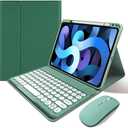 Keyboard Case Mouse Compatible with iPad Air 11 inch M2/ Air 5th 4th Generation/iPad Pro 11 4th/3th/2th/1st Gen Keyboard Case Round Key Cute Removable Color Keyboard,Dark Green
