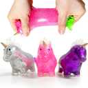 Unicorn Squishy Ball Stress Toys (3-Pack) for Kids and Adults - Pull, Stretch Animals Colorful Squeeze Toys, Squishy Unicorn Stress Ball for Special Needs, Easter Basket Stuffers