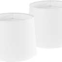 White Texture Lamp Shades Set of 2 Drum Lampshades Replacemnt for Table Lamps Floor Lamps-11"Top  13" Bottom  10" High(Spider),Required Assembly-Modern Table Lamps for Bedrooms-By GO&SO